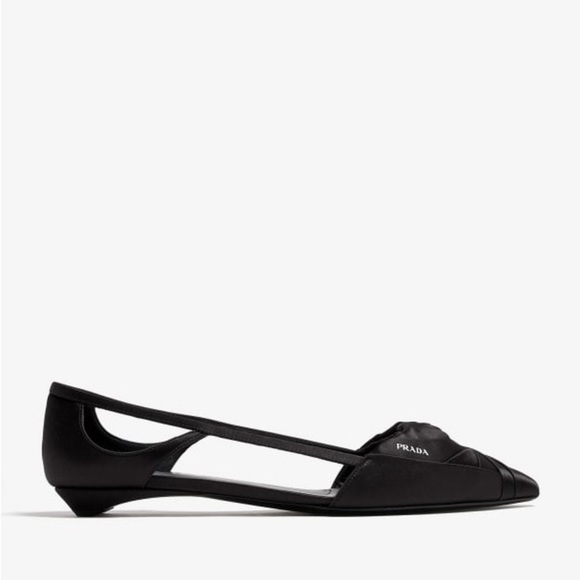 Like New PRADA Rose Satin Cut Out Ballerina Flats - Picture 5 of 12